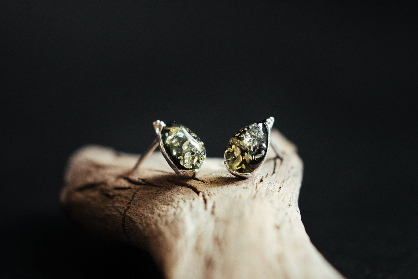 Green drop earrings.