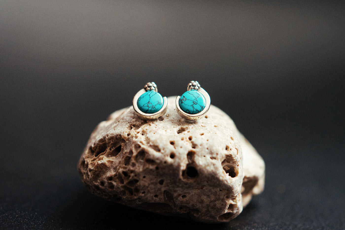 Turquoise Treasures -  Small Silver Earrings with Natural Gemstone