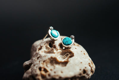 Turquoise Treasures -  Small Silver Earrings with Natural Gemstone