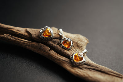 Heart of Amber - Delicate Silver Pendant with Natural Baltic Amber