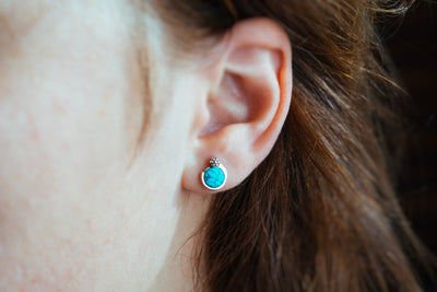 Turquoise Treasures -  Small Silver Earrings with Natural Gemstone