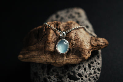 Aqua agate gemstone pendant.